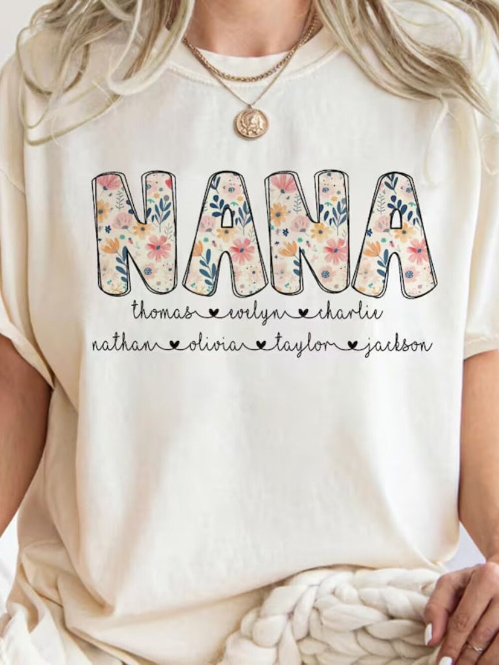 Personalized Nana Shirt, Grandma Shirt, Floral Nana T-Shirt
